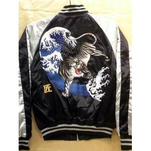 スカジャン 2Lサイズ 匠・オオカミ刺繍 伝統工芸士の手振り刺繍 狼刺繍