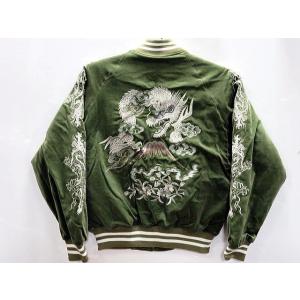 スカジャン 鶴に富士 別珍 日本製本格刺繍 : takafuku1915