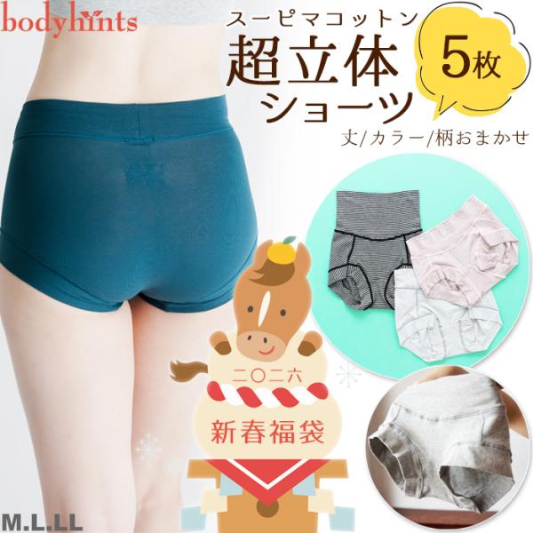 2026年新春福袋 超立体ショーツ 5枚セット スーピマコットン M/L/LL選択可 ショーツ セッ...