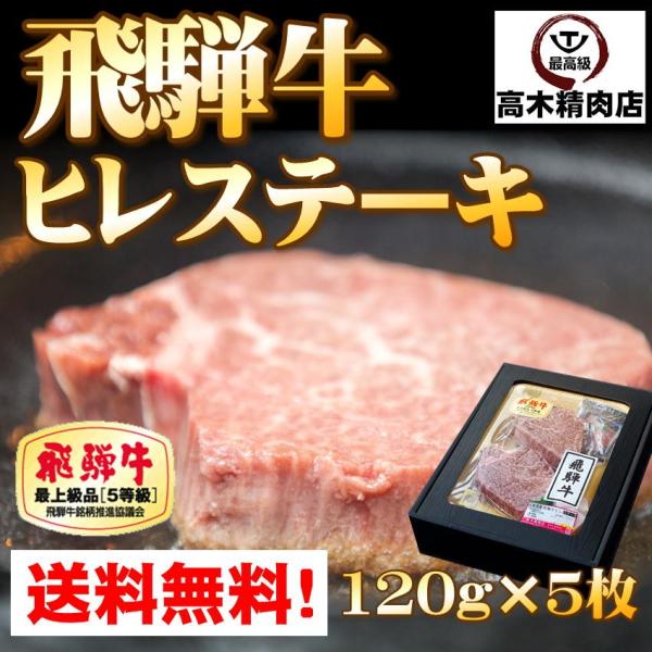 飛騨牛 ヒレ ステーキ 120g × 5枚 化粧箱入 A5等級 肉 ギフト 和牛 焼肉 肉 お祝 御...