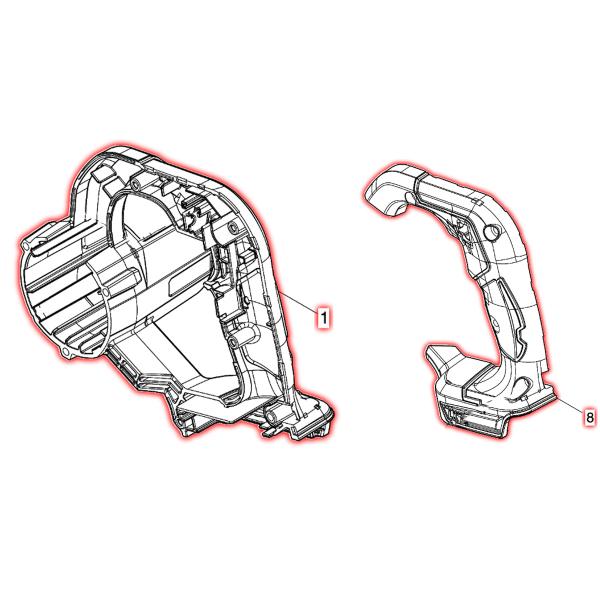 マキタ(makita) 充電式ブロア UB185D用 部品 図番001/008 モータハウジングセッ...