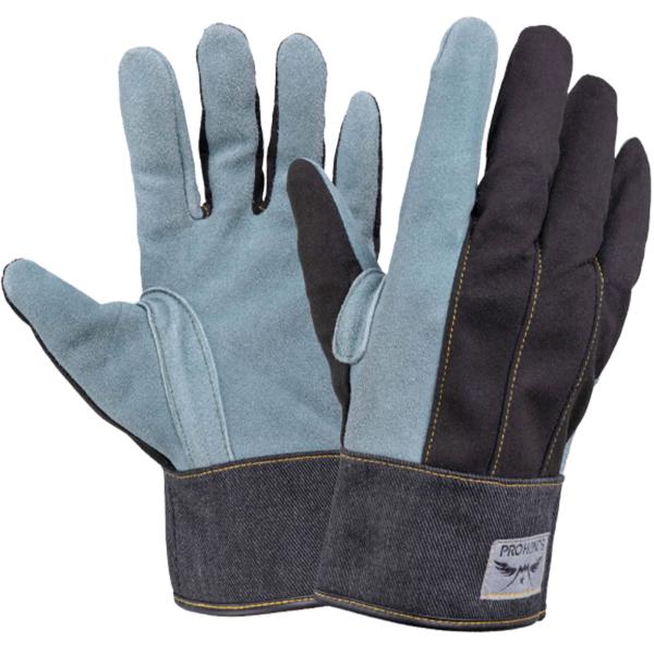 富士グローブ 国産牛床オイル&amp;人工皮革&amp;デニムのミックス手袋 M(5380)/L(5381)/LL(...