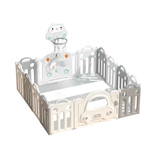 OSJ ベビーサークル 折りたたみ 14枚セット 163*163cm 変形可能 扉付き バスケットゴ...