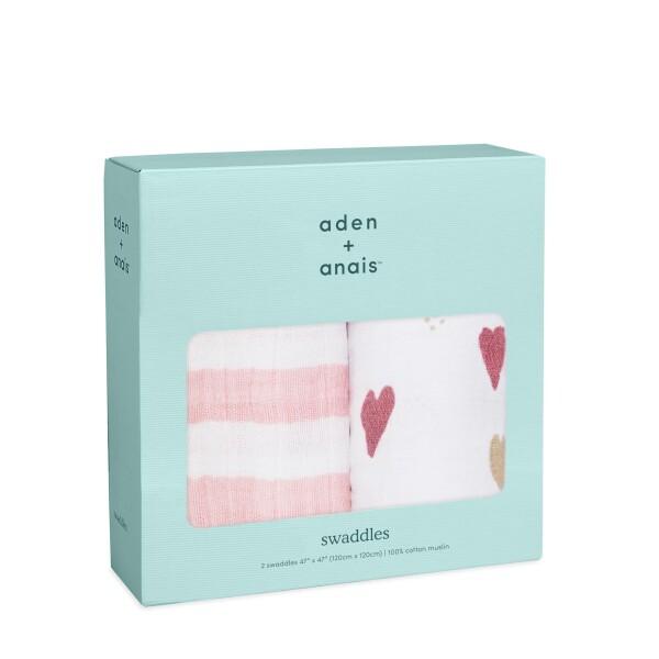 aden + anais エイデンアンドアネイ おくるみ ハートブレイカー 2枚セット 120×12...