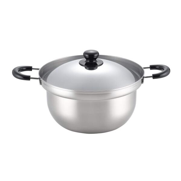 ヨシカワ 両手鍋 26cm 容量：7.8L 日本製 くるめん亭のふきこぼれにくい鍋 ステンレス IH...