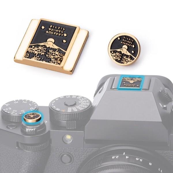 富士山風景模様カメラ保護メタルホットシューカバー シャッターボタン 適用FUJIFILM X100V...
