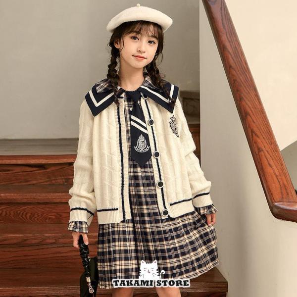 長袖 ワンピ 子供服 こども服 キッズ 女の子 ワンピース 長袖 チェック柄 シンプル ナチュラル ...