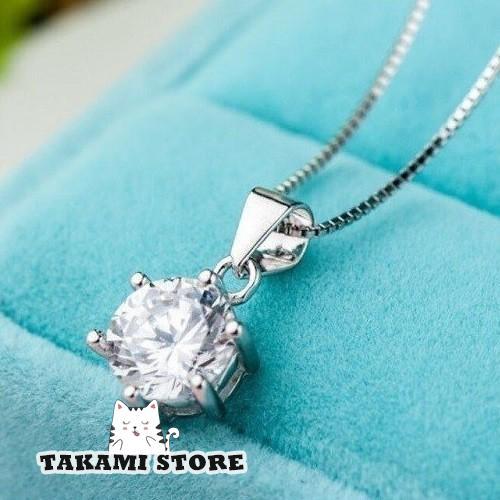 ネックレス レディース 1カラット 一粒ダイヤ 大粒 ペンダントトップ シルバー925 プラチナ仕上...
