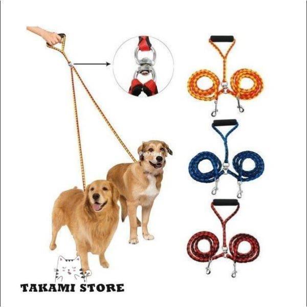 犬 2頭引き リード リフレクター リーシュ 反射テープ ダブルリード 多頭飼い 小型犬 中型犬 2...