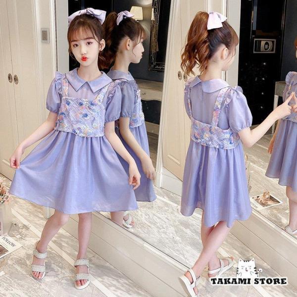 ドレス韓国風子供発表会 結婚式お姫様 半袖夏 ワンピース  お呼ばれ/ピアノ演奏会 子供ドレス　キッ...