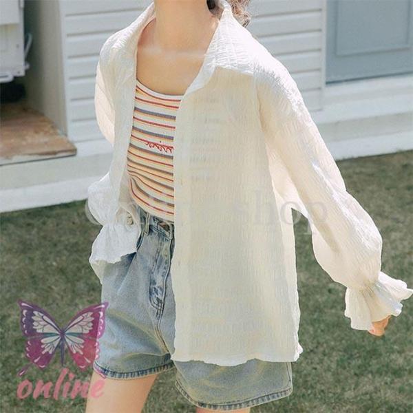 カーディガン 長袖ガウン 羽織る 薄手シャツ レディース 冷房対策 カーディガン 薄手 白 シースル...