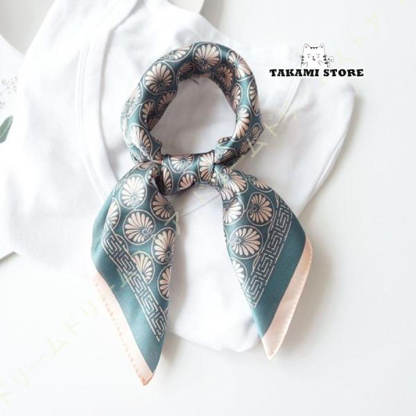 ファッションスタイルイミテーションシルクスカーフ女性単色花柄ネッカチーフバンダナ 正方形 ビジネスス...