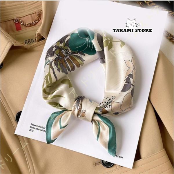 ファッションスタイルイミテーションシルクスカーフ女性単色花柄ネッカチーフバンダナ 正方形 ビジネスス...