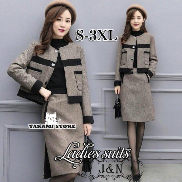 卒業式 服 母 セットアップ レディース 秋冬 40代 20代 膝丈スカート 冬コート長袖 2点セッ...