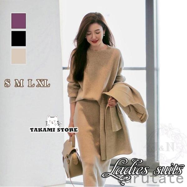 卒業式 服 母 セットアップ レディース ニット スカート セーター 春 トップス 秋 冬 フォーマ...