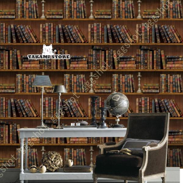 レトロ 壁紙シール 図書館の本 ヴィンテージ風 リメイクシート おしゃれ カッティングシート 壁紙 ...