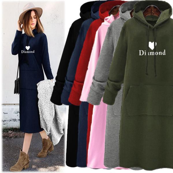 ワンピース パーカーワンピース レディース  秋冬  裏起毛 フード付き ロング丈長袖 スウェット ...