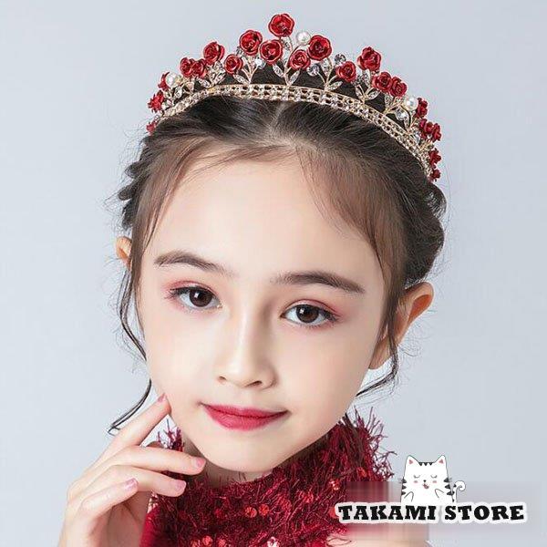 子供 ヘアアクセサリー 王冠フラワークリップ ヘッドドレス フォーマル 髪飾り発表会 ドレス小物 七...