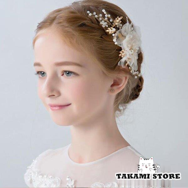 子供 ヘアアクセサリー  フラワークリップ ヘッドドレス フォーマル 髪飾り ドレス小物 七五三 パ...
