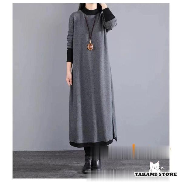 ワンピース レディース 40代 きれいめ 秋冬 長袖 上品 マキシワンピース 裏起毛 ロングワンピー...
