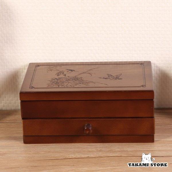 時計用ソフトライニング木製ジュエリー収納ボックスブレスレットイヤリング2段