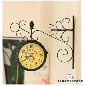 両面壁掛け時計 ウォールクロック ヴィンテージ クラシック 両面文字盤