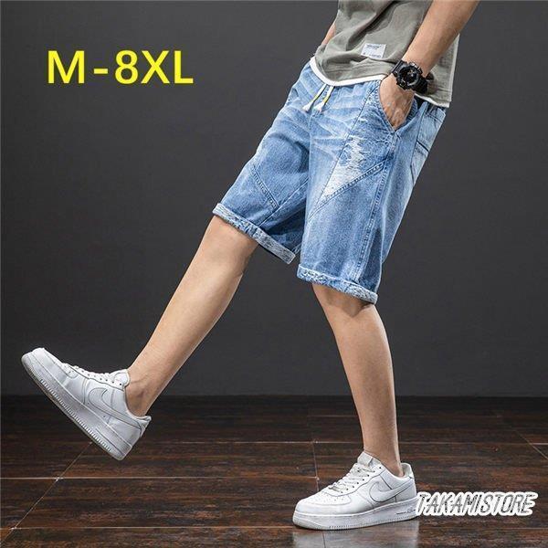 ショートパンツ メンズ デニムパンツ 色むら 海パン 大きいサイズ 8XL ショートデニム ジーパン...