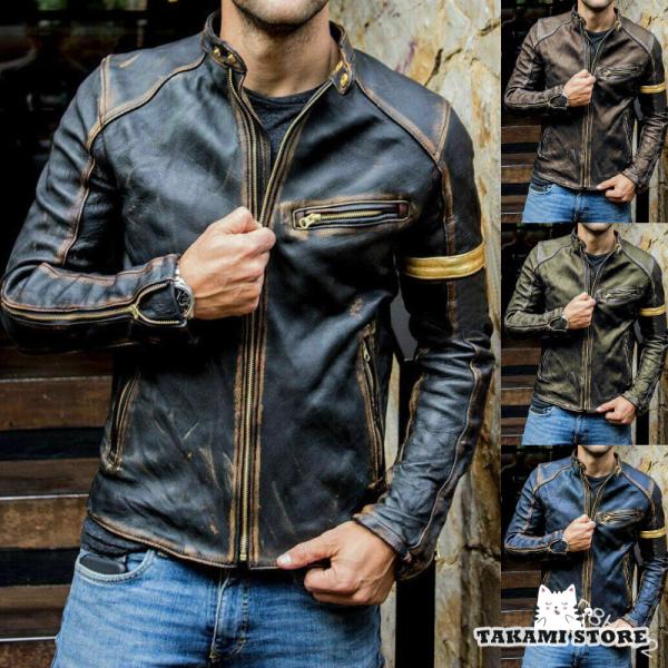 【送料無料】ライダースジャケット 革ジャケット バイクジャケット レザージャケット カジュアル 革ジ...