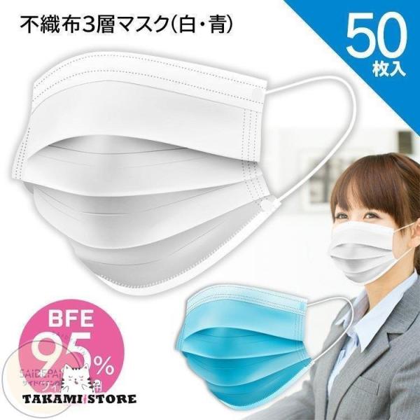 マスク 50枚使い捨て   不織布マスク 大人用 三層構造 不織布 ウイルス対策 ウイルス 花粉対策...