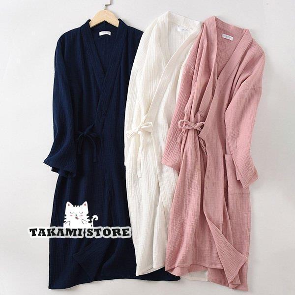 春夏秋冬 ガーゼコットン 薄手いバスローブ レディース メンズ 速乾バスローブ 風呂 温泉 ナイトガ...