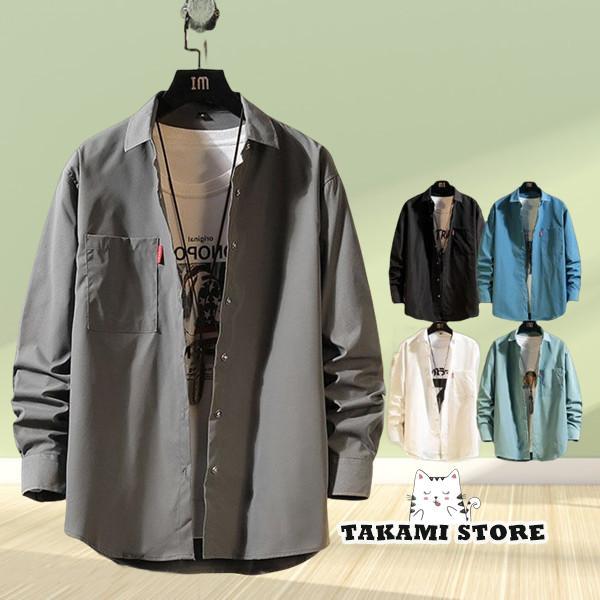 長袖シャツ カジュアルシャツ メンズ 開襟 トップス 長袖 ボタンダウンシャツ シンプル 無地 着痩...