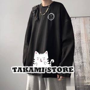 Tシャツ メンズ おしゃれ 秋服Tシャツ 大きいサイズ スウェット ホワイト 黒 トップス 通勤 5...