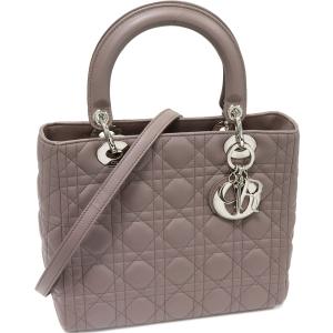 クリスチャン・ディオール ハンドバッグ レディディオール ラムスキン グレージュ パープル 2WAY CAL44551