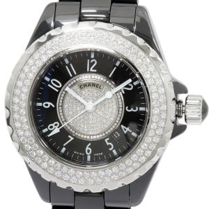 シャネル CHANEL H0680 J12 黒セラミック デイト クォーツ レディース 良品 _946907 シャネル CHANEL J12 H0680 クォーツ 黒 セラミック デイト表示 革