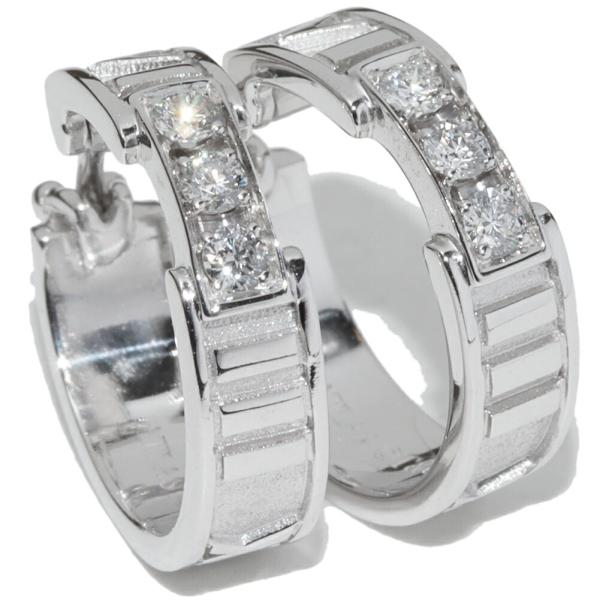 ティファニー ピアス K18WG ダイヤ6P アトラス フープピアス