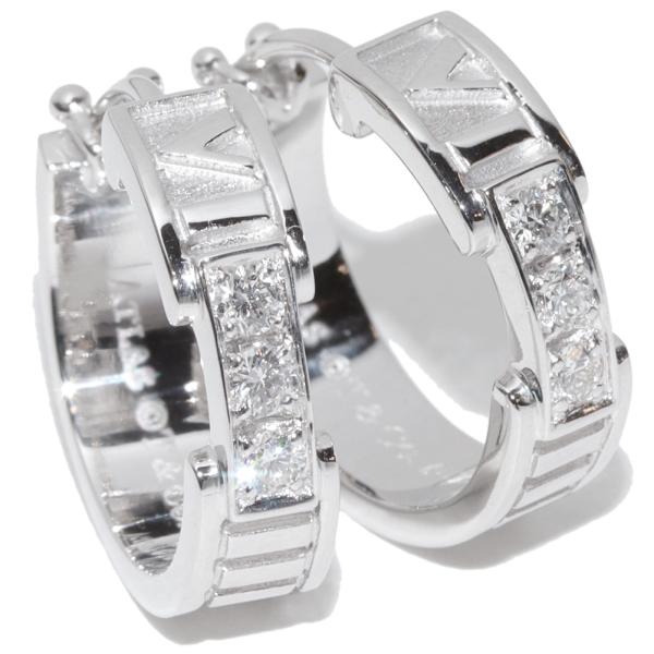 ティファニー ピアス K18WG ダイヤ6P アトラス フープピアス