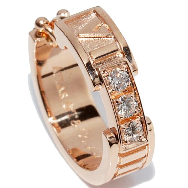 ティファニー フープピアス K18PG ダイヤ3P アトラスピアス シングルピアス 片方のみ