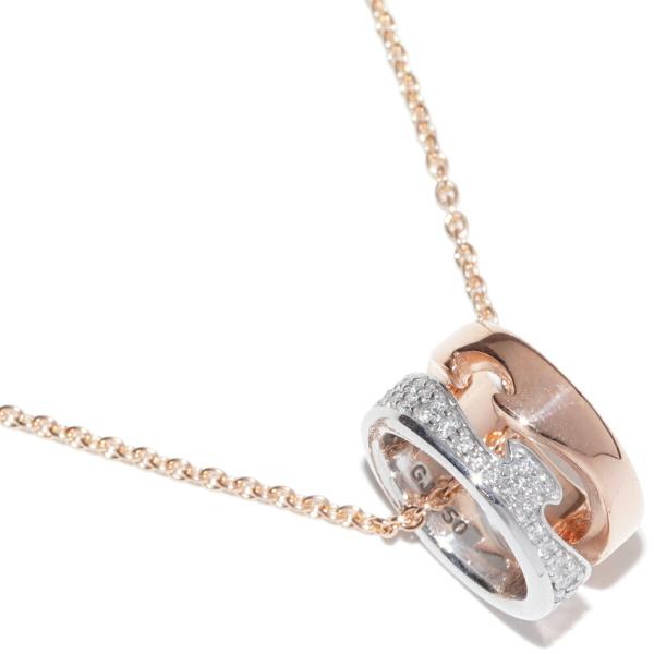 ジョージ ジェンセン ペンダントネックレス K18PG K18WG ダイヤ0.22ct フュージョン...