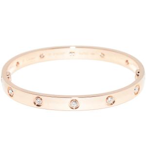 カルティエ ブレスレット K18PG ダイヤ10P(計0.96ct) ラブブレス フルダイヤ フルモチーフダイヤ クラシックモデル B60406