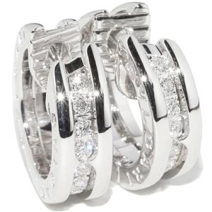 ブルガリ K18WG ダイヤ約0.18ct B.zero1 ビーゼロワン スモール フープピアス 345581 OR855540