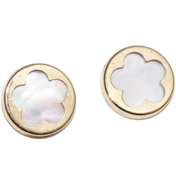 ピアス K18YG ホワイトシェル フラワー 花
