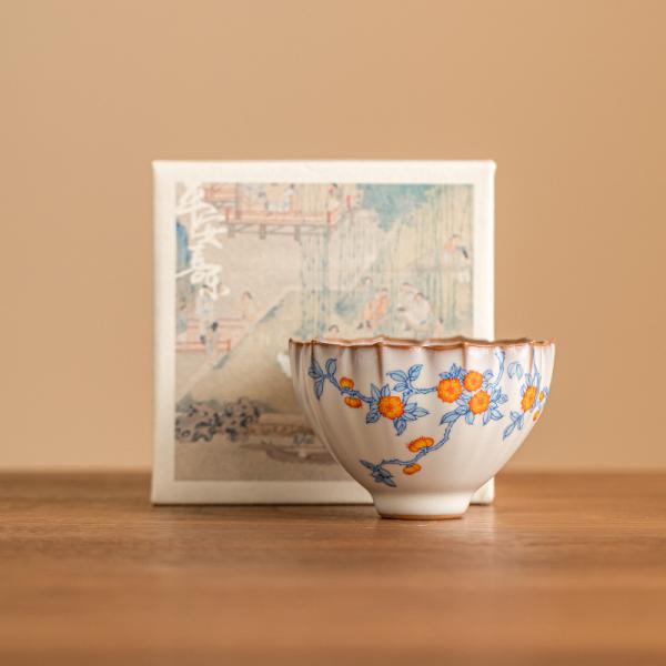 茶器 茶芸 品茶杯 湯呑み 功夫茶器 中国茶器 花柄 セラミック 陶磁器 1個入り プレゼント 誕生...
