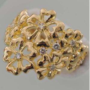 G44】 K18 イエローゴールド メレダイヤ 蛇 スネーク デザイン リング