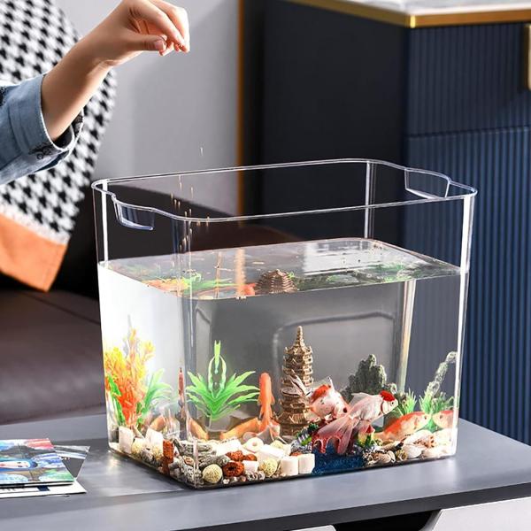 金魚鉢 水槽 金魚鉢 プラスチック 透明 金魚 水槽 蓋付き 金魚鉢 大きい 植物栽培 水槽 大容量...