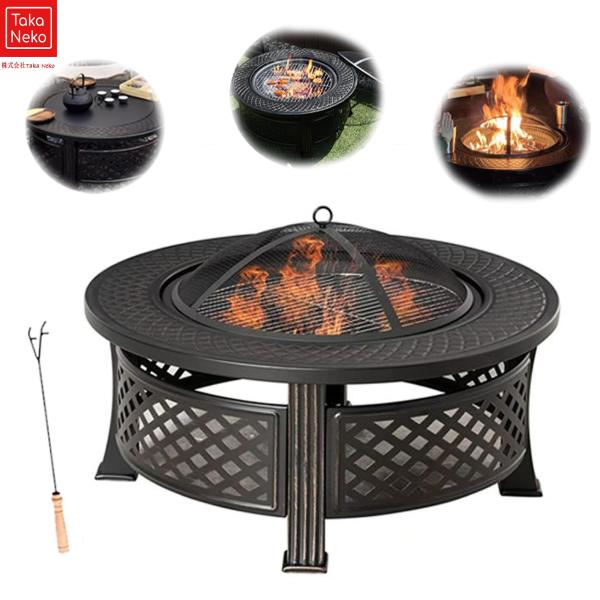 ファイヤーピット 焚き火台 大型 1台多役 テーブル バーベキュー 囲炉裏 焼肉 テーブル バーベキ...