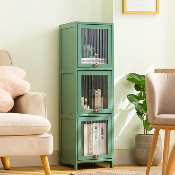 本棚 大容量 無垢材の狭い本棚 扉付き本棚 卓上棚 ラック スリム 飾り棚 ブックシェルフ 本 収納...