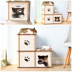 キャットダンボールハウス 爪とぎ 猫タワー つめとぎ ねこ キャットタワー 段ボールハウス 猫 三階建ての猫の家 製品仕様 幅 67.5cm 奥行 37cm 高さ 67.5cm