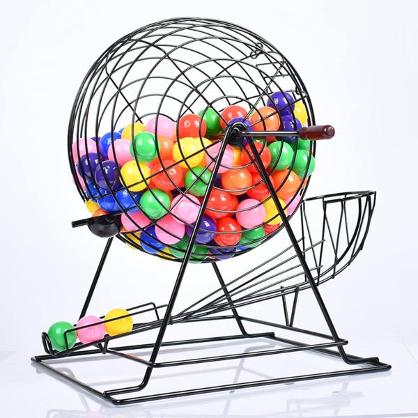 13 インチ デラックス ビンゴ ケージ ゲーム セット、宝くじ抽選機、インタラクティブおもちゃ、ボ...