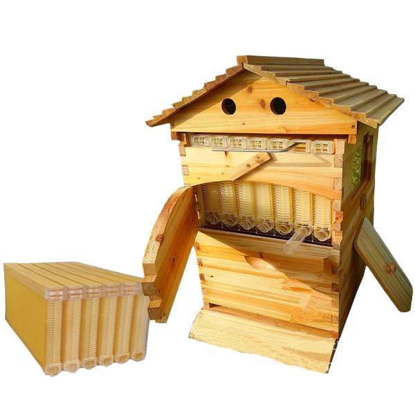 蜜蜂巣箱 7階の格子箱 フローハイブ 養蜂器具 杉材 ワックスを煮る 自動流 養蜂 耐久性フロート巣...