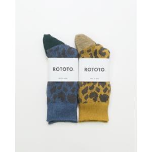 ロトト ソックス RoToToメンズ レディース ORGANIC COTTON & RECYCLE POLYESTER CREW SOCKS "LEOPARD" クルーソックス R1418 メール便可｜takanna